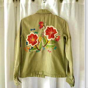 RARE FIND! Vintage Lucky Jeans Crewel Embroidered Army Jacket!